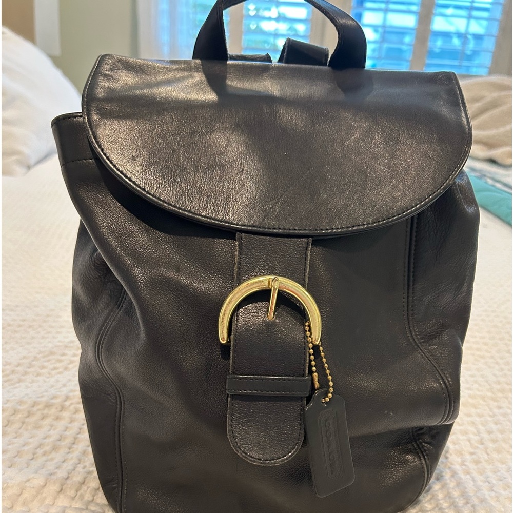 Black Coach leather backpack